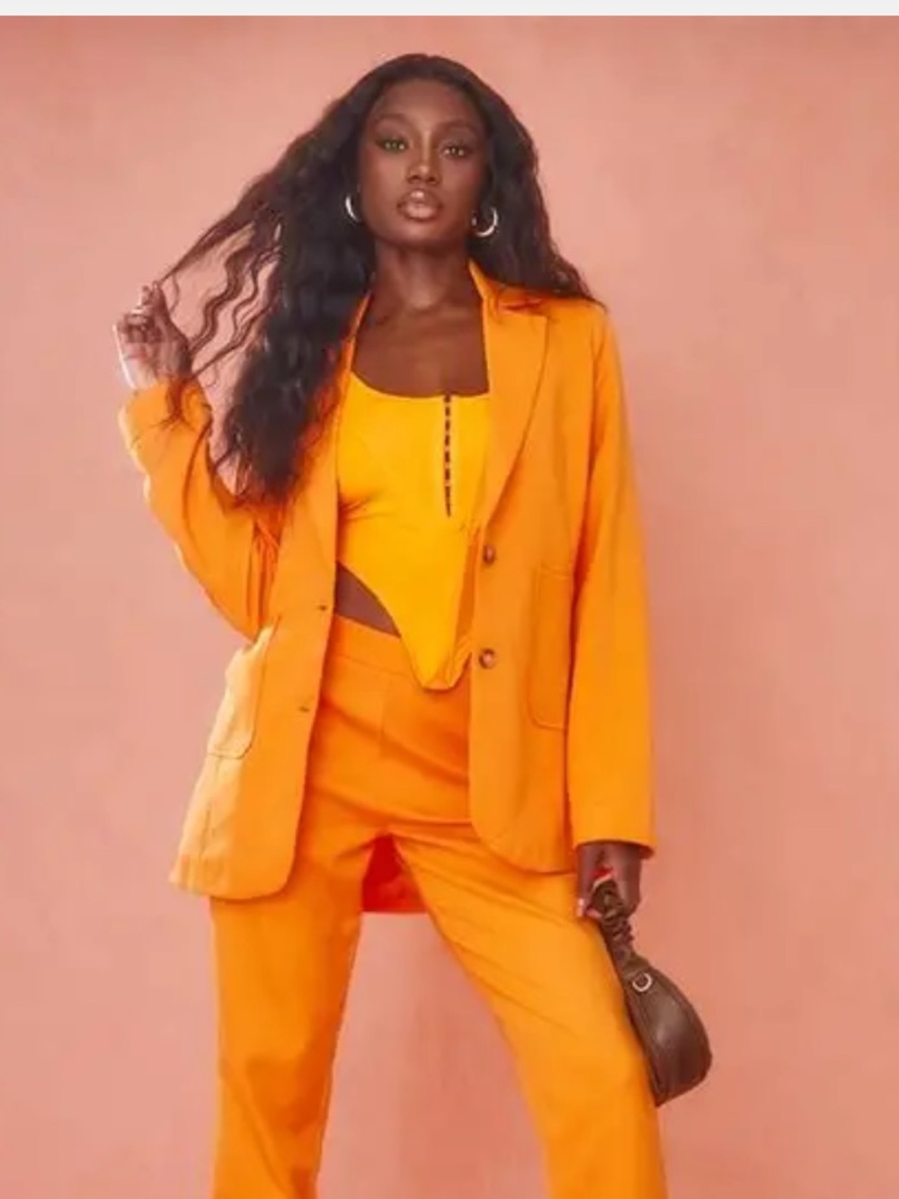 PrettyLittleThing Bright Orange Woven Tailored Pocket Front Oversized Blazer